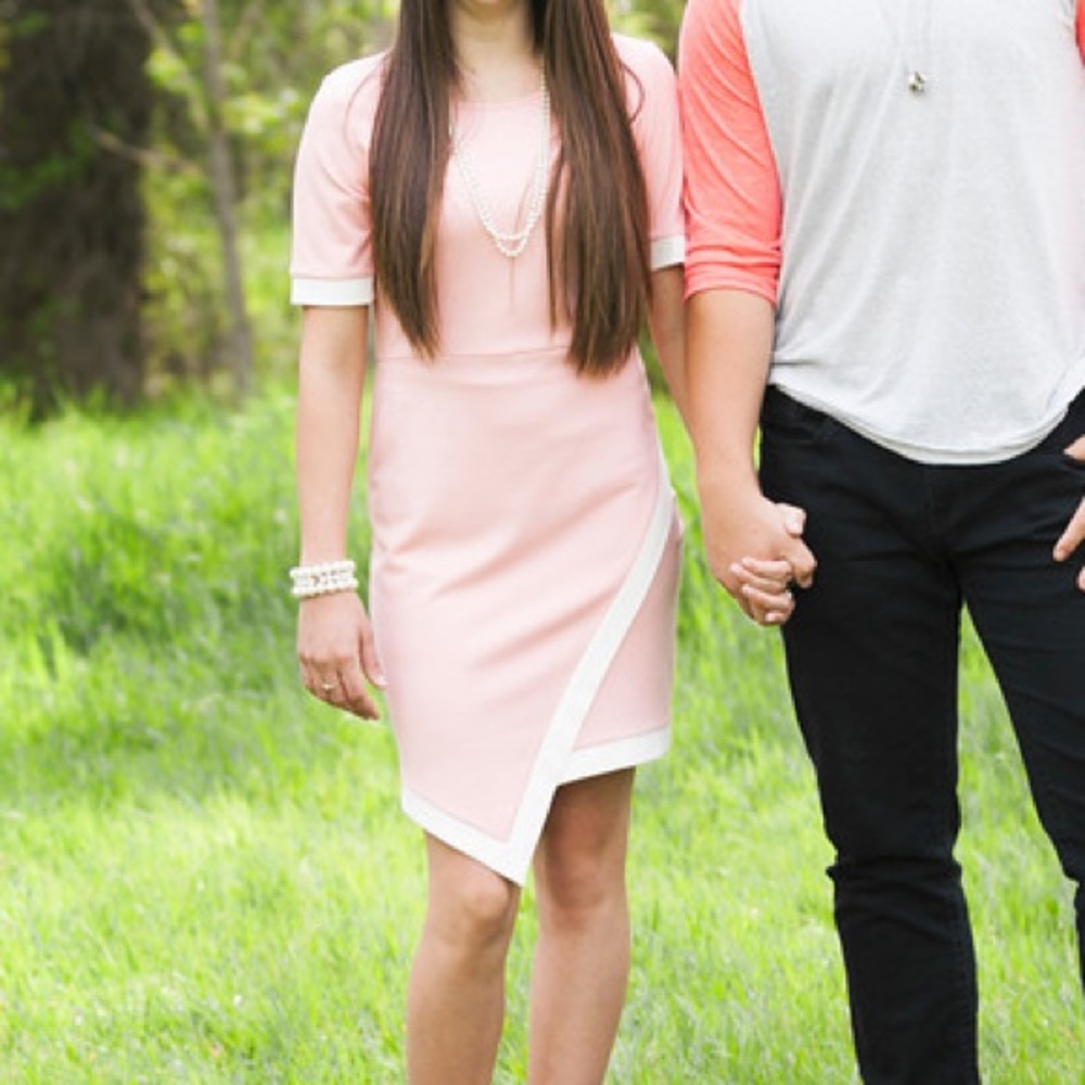 Pink Asymmetrical Hem Dress